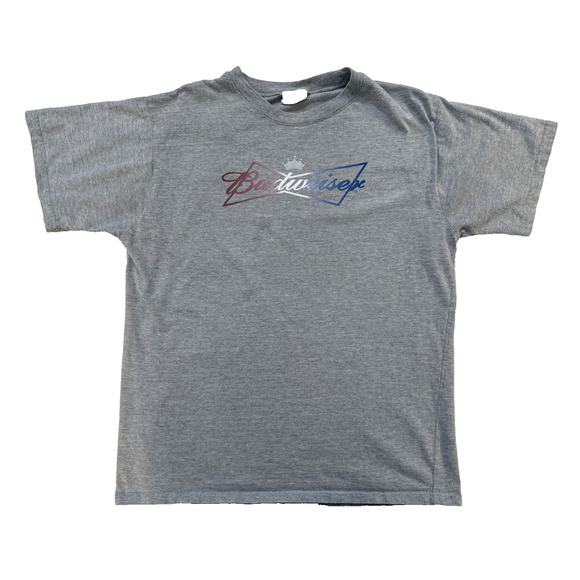 Budweiser Shirt Mens Large Gray Graphic Beer Logo T-Shirt Tee Anheuser Busch - Picture 1 of 6